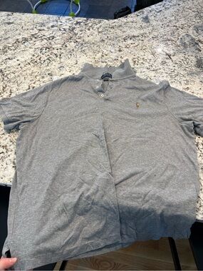 Ralph Lauren Men's Heather Gray Polo with Embroidered Pony